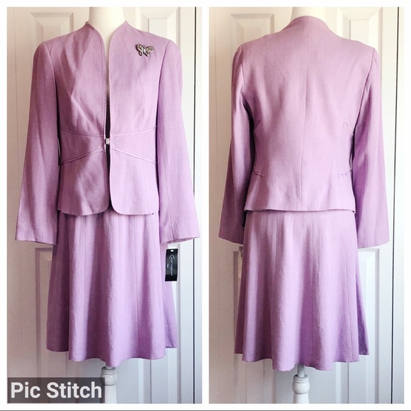 NWT Context Light Purple Butterfly Pin Linen Skirt Set Suit 10P - Picture 1 of 16